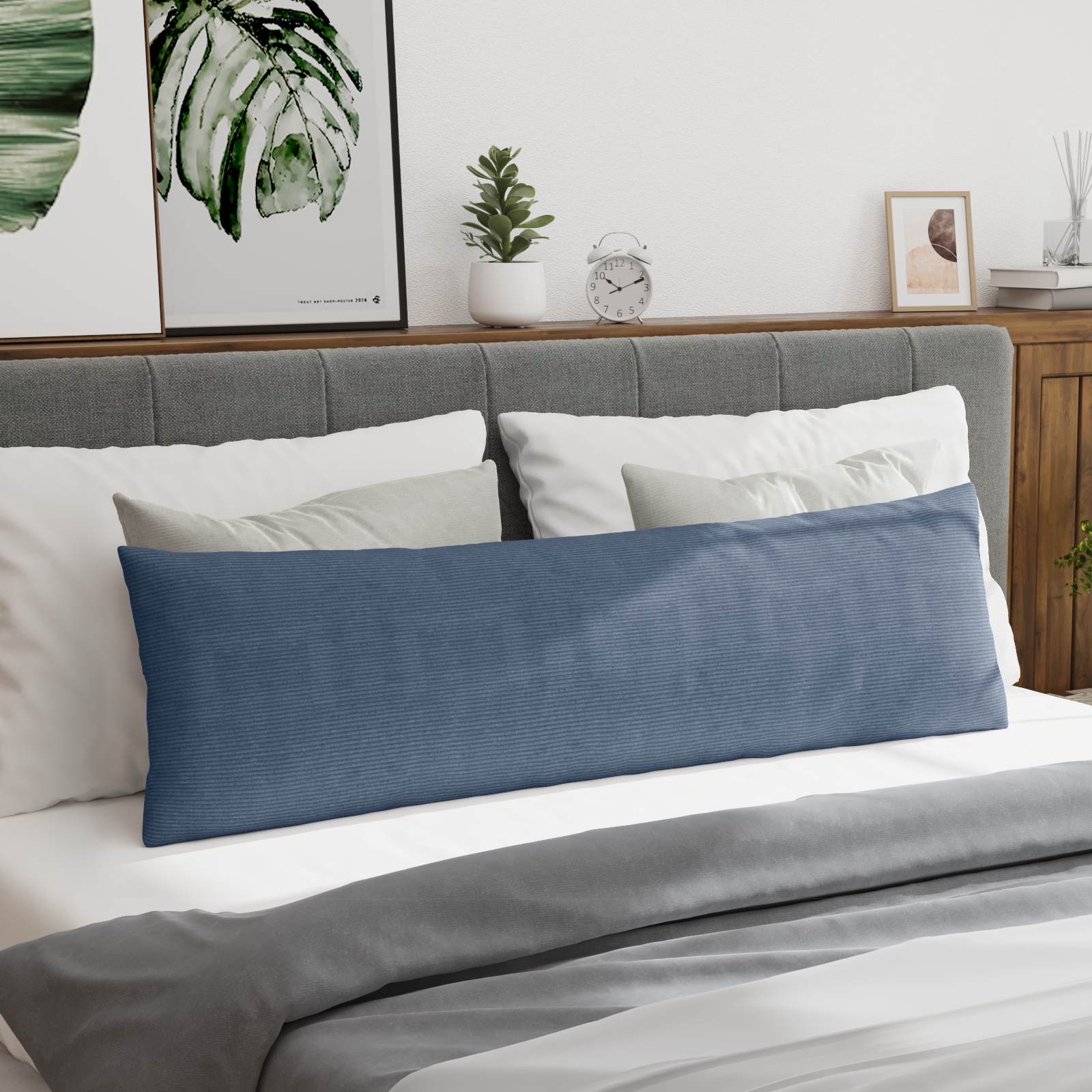 Sofa Pagalvės 2 pcs Mėlyna 145 x 40 cm Kordūrinis audinys