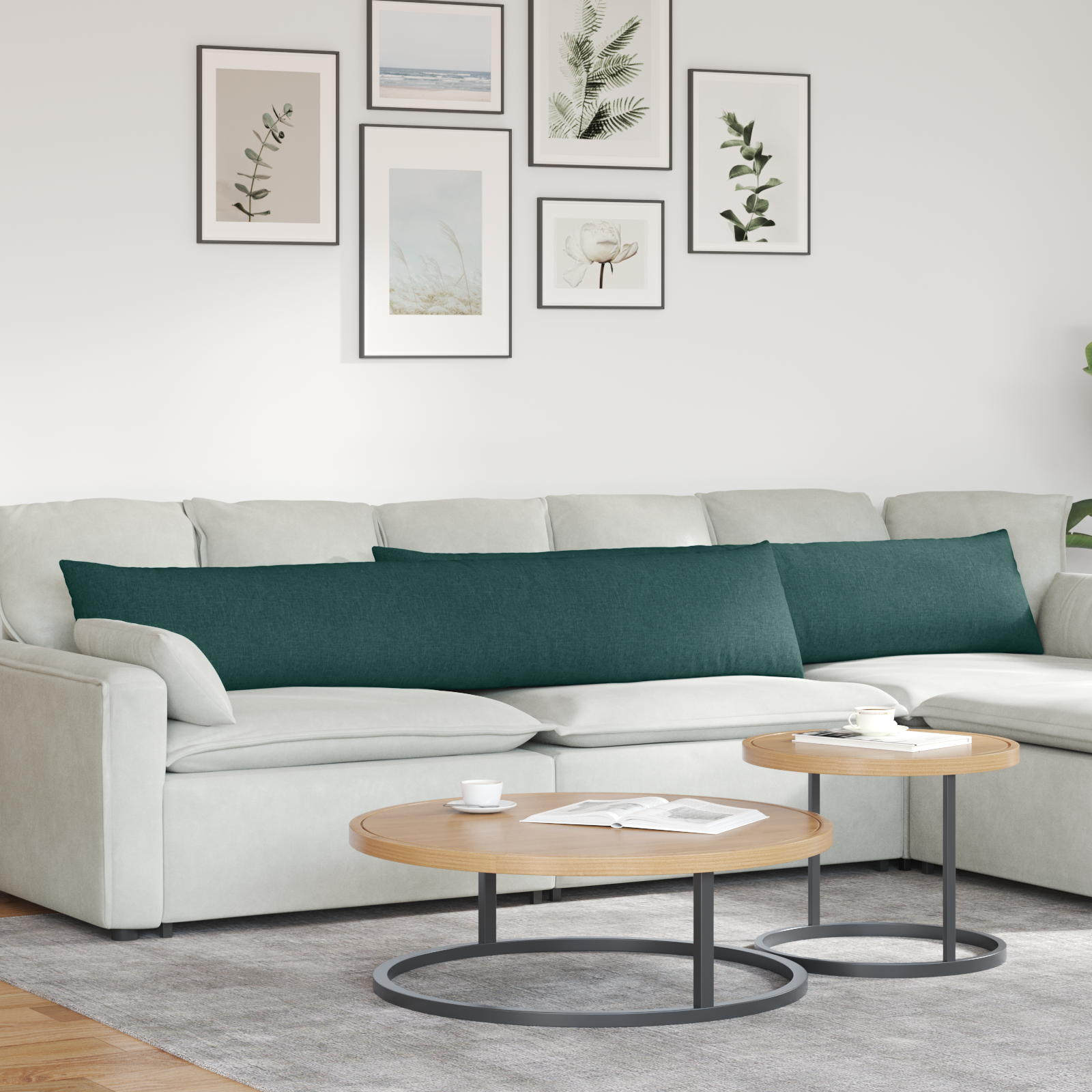 Sofa Pagalvės 2 pcs Tamsiai žalia 200 x 40 cm audinys