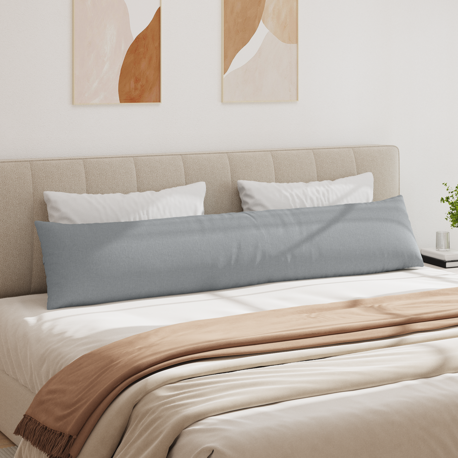 Sofa Pagalvės 2 pcs Šviesiai pilka 200 x 40 cm audinys