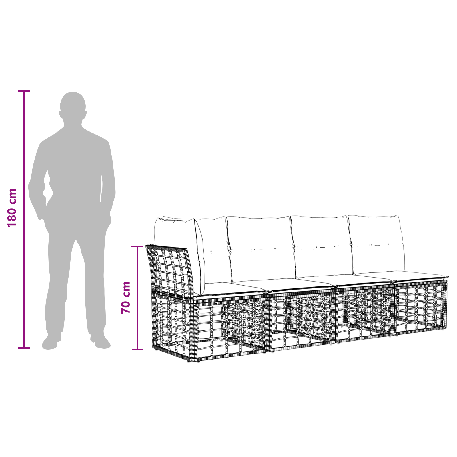 4 sėdimų vietų sodo sofa su kaire ranka 4 pcs 4-Vietų skaičius