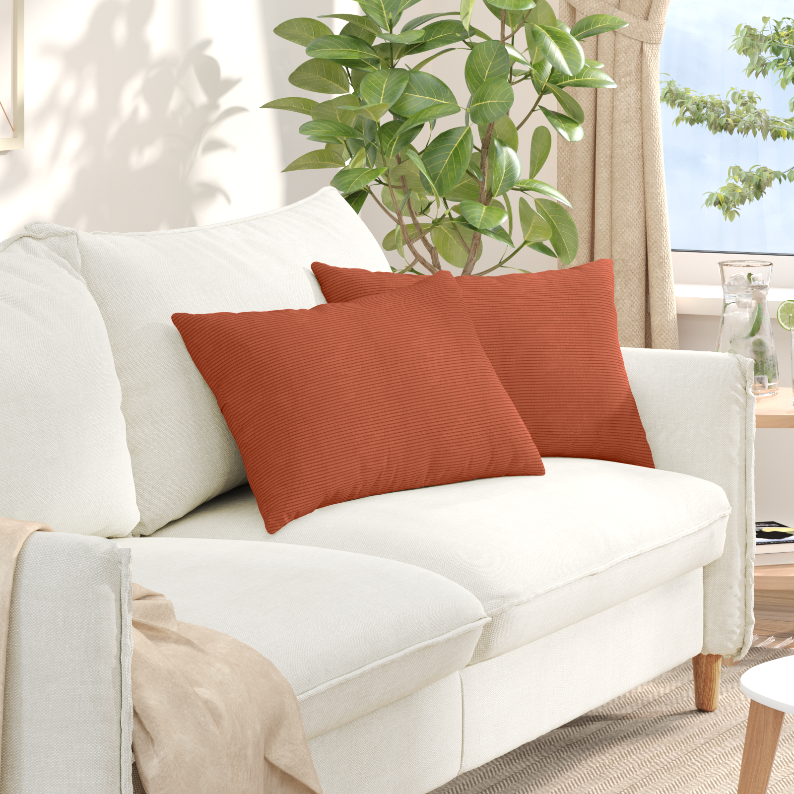 Sofa Cushions 2 pcs Red orange 60 x 40 cm