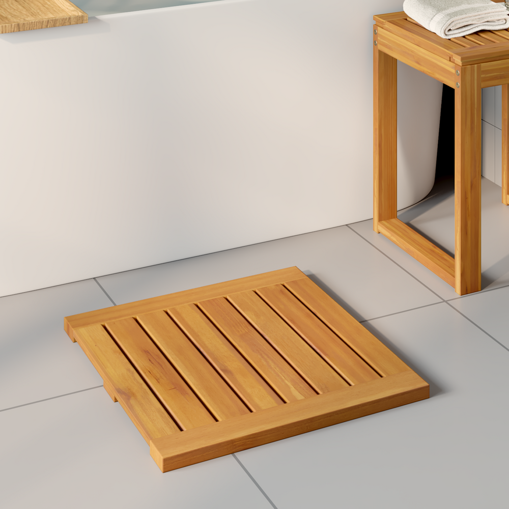 Bath Mat Simple Brown 50 x 50 cm Wood