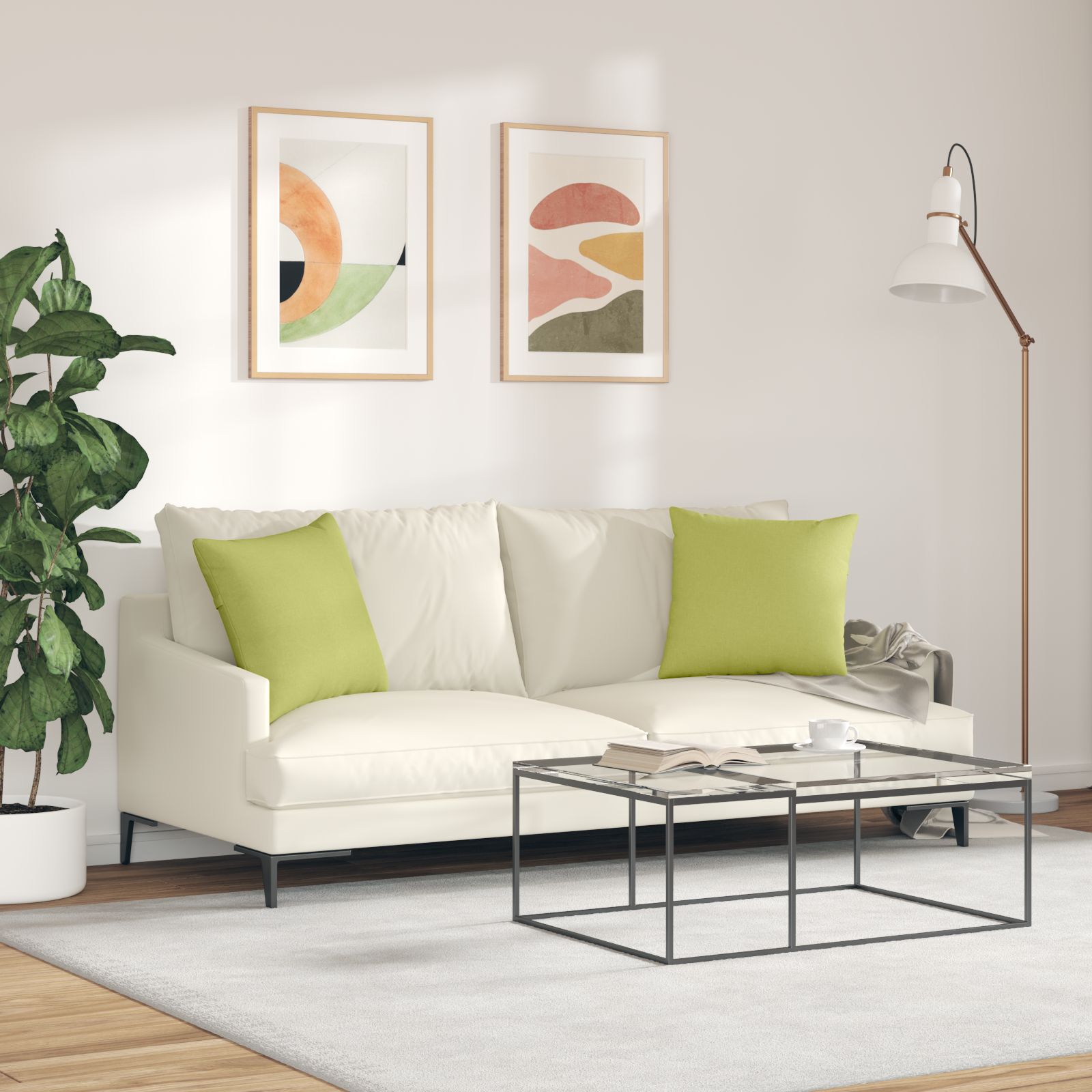 Sofa Pagalvės 2 pcs Šviesiai žalia 45 x 45 cm audinys