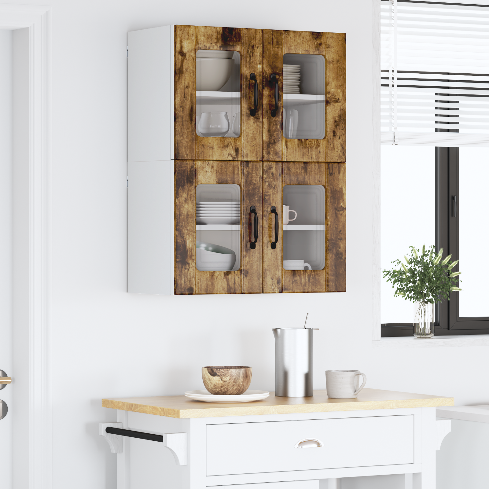 Virtuvės sieninė spintelė 2 pcs Rūkyta ąžuolas 60 x 31 x 40 cm