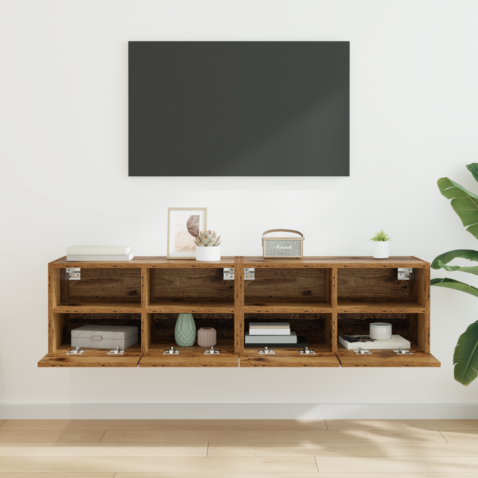 TV sieniniai spintelės 2 pcs Senovinis medis 60 x 30 x 30 cm