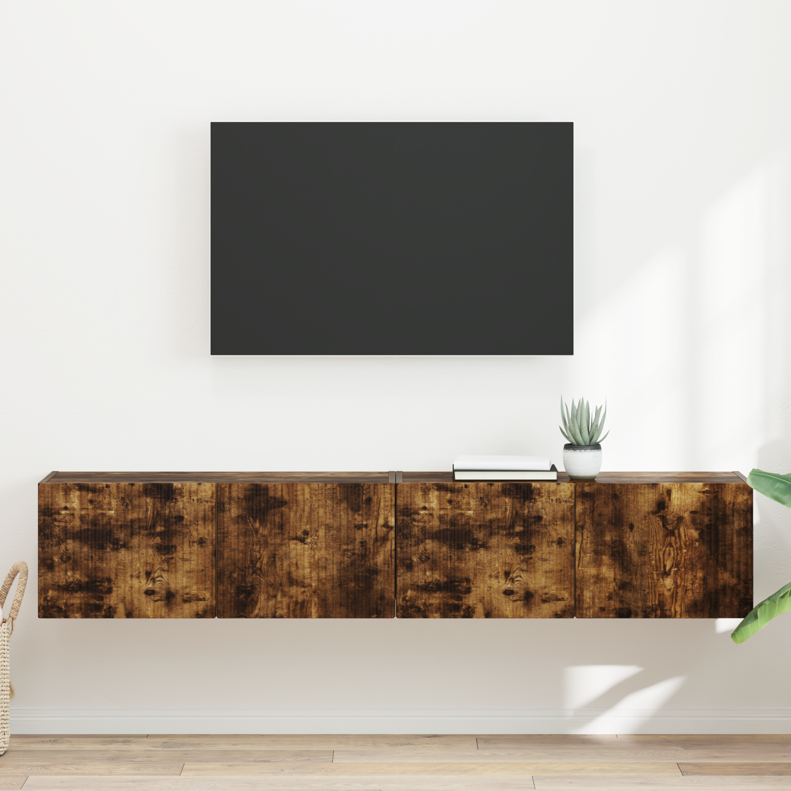 TV sieninė spintelė 2 pcs Rūkyta ąžuolas 78,5 x 31 x 29,5 cm