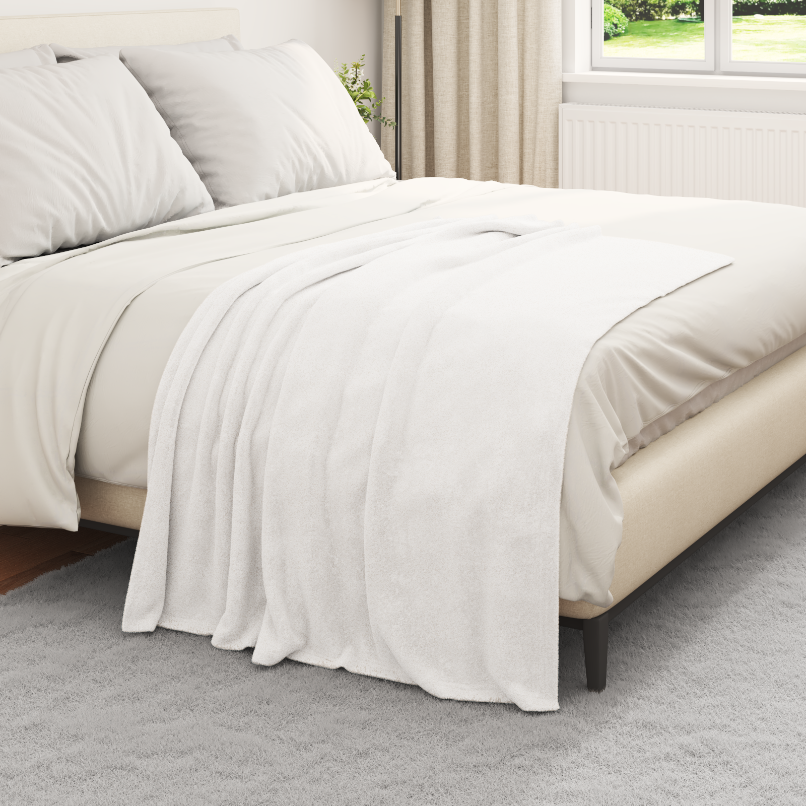 Throws 6 pcs White 130 x 150 cm Fleece