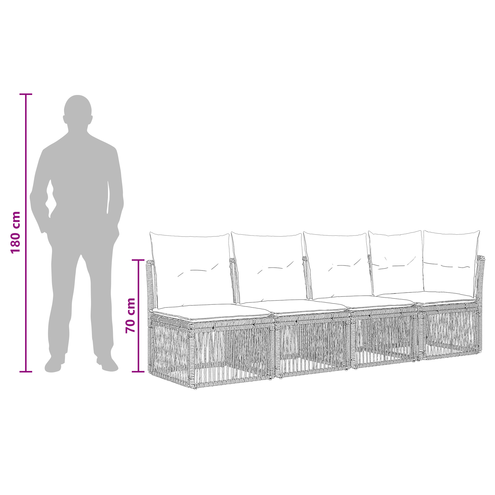 4 vietų sofa su kairiuoju porankiu 4 pcs 4-Vietų skaičius Pilka