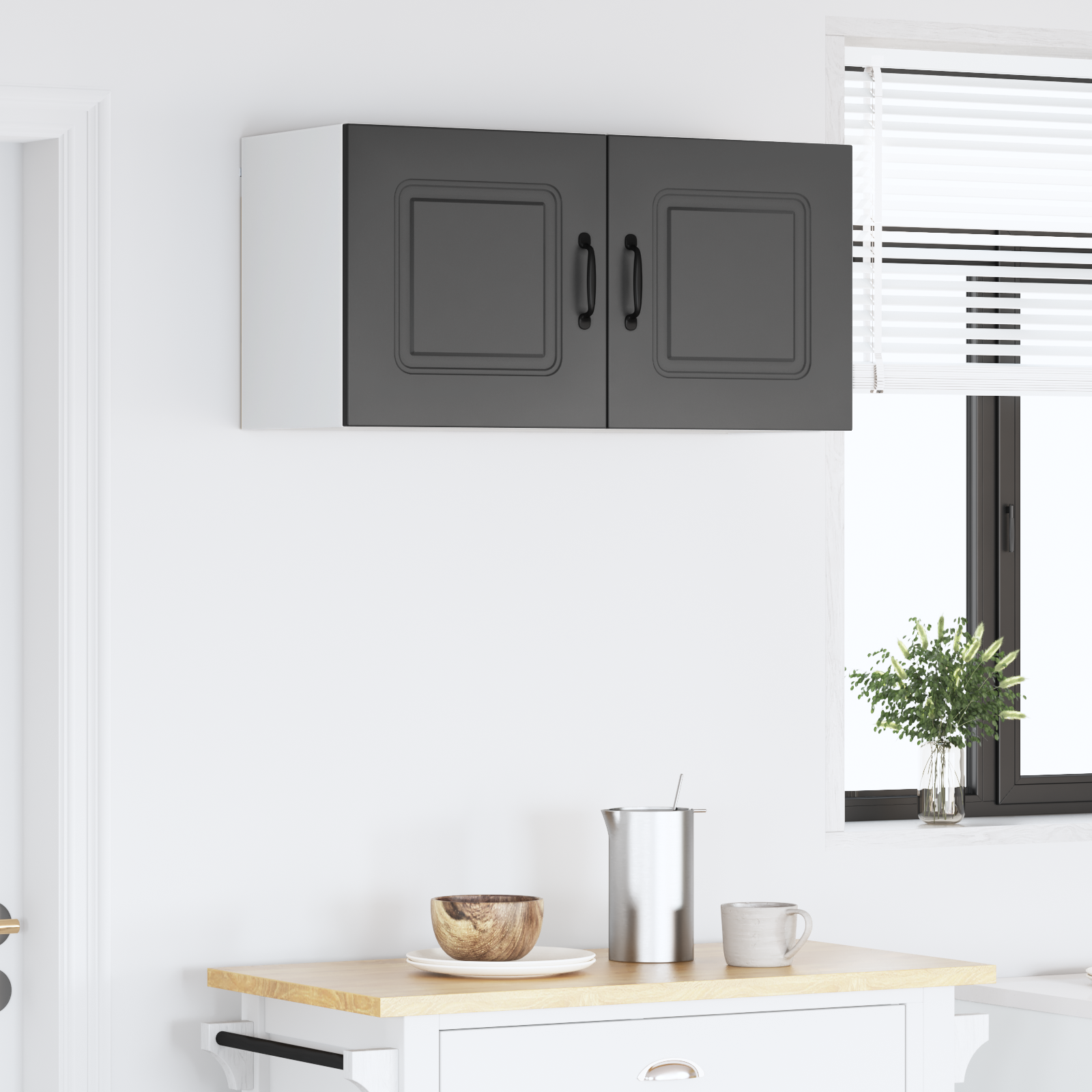 Virtuves sienas skapis ar plauktu melns 80 x 31 x 40 cm