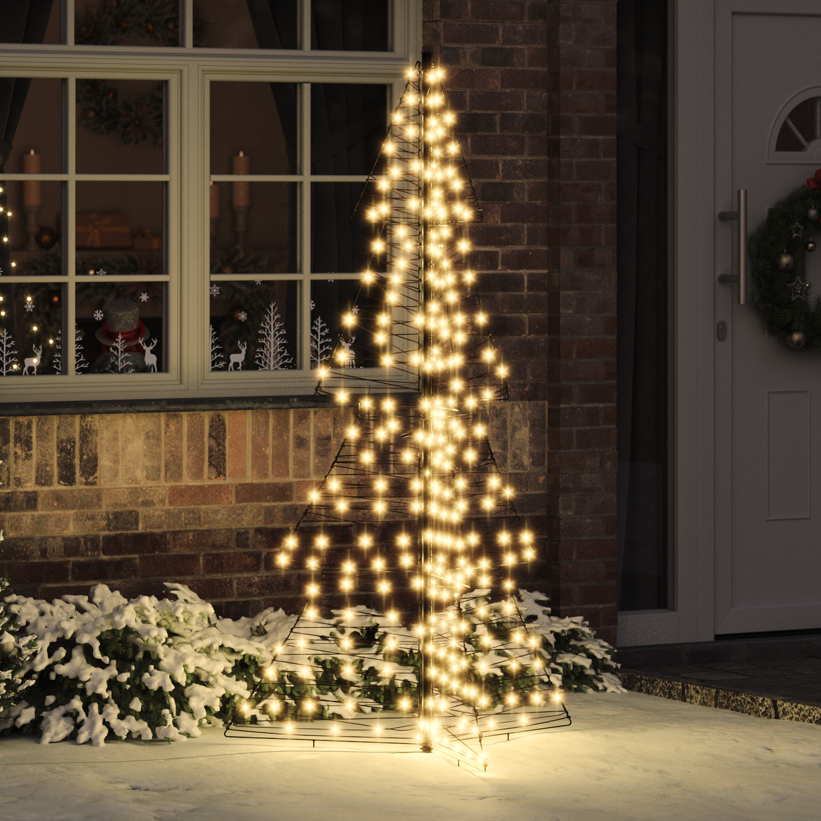 Ziemassvētku eglīte ar 240 LED silti baltām 180 cm rotangpalma