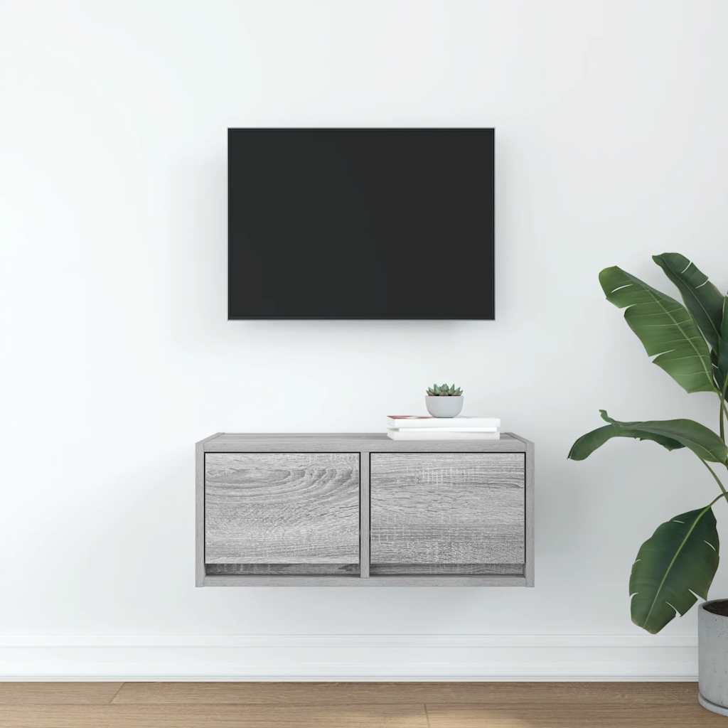TV spintelė, pilka ąžuolo, 60x31x25,5 cm, apdirbta mediena