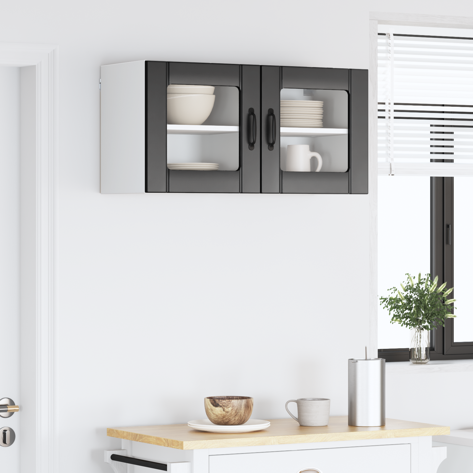 Virtuvės sieninė spintelė 2 pcs Juoda 40 x 31 x 40 cm