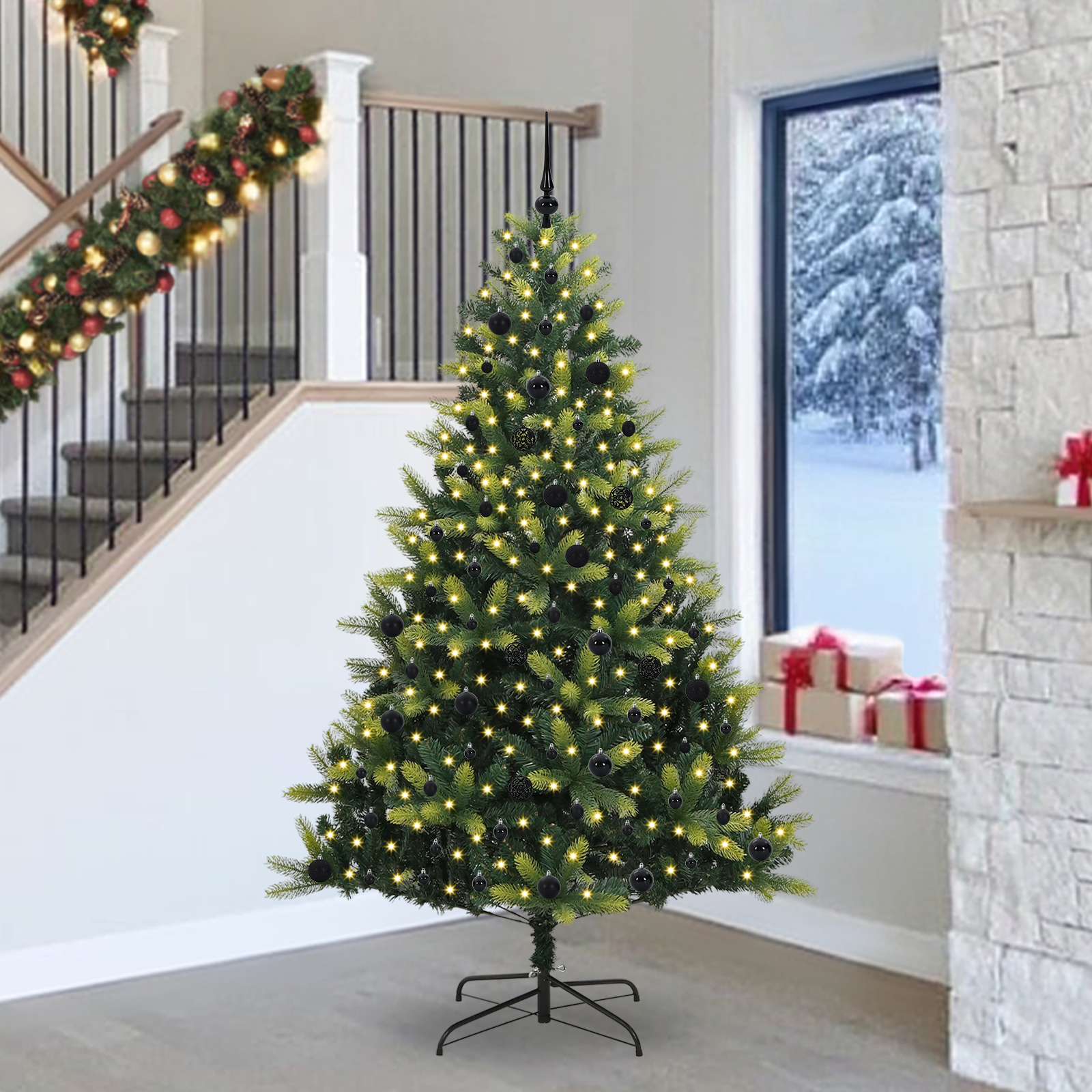 Mākslīgā salokāmā Ziemassvētku egle ar 300 LED, zaļa, 240 cm