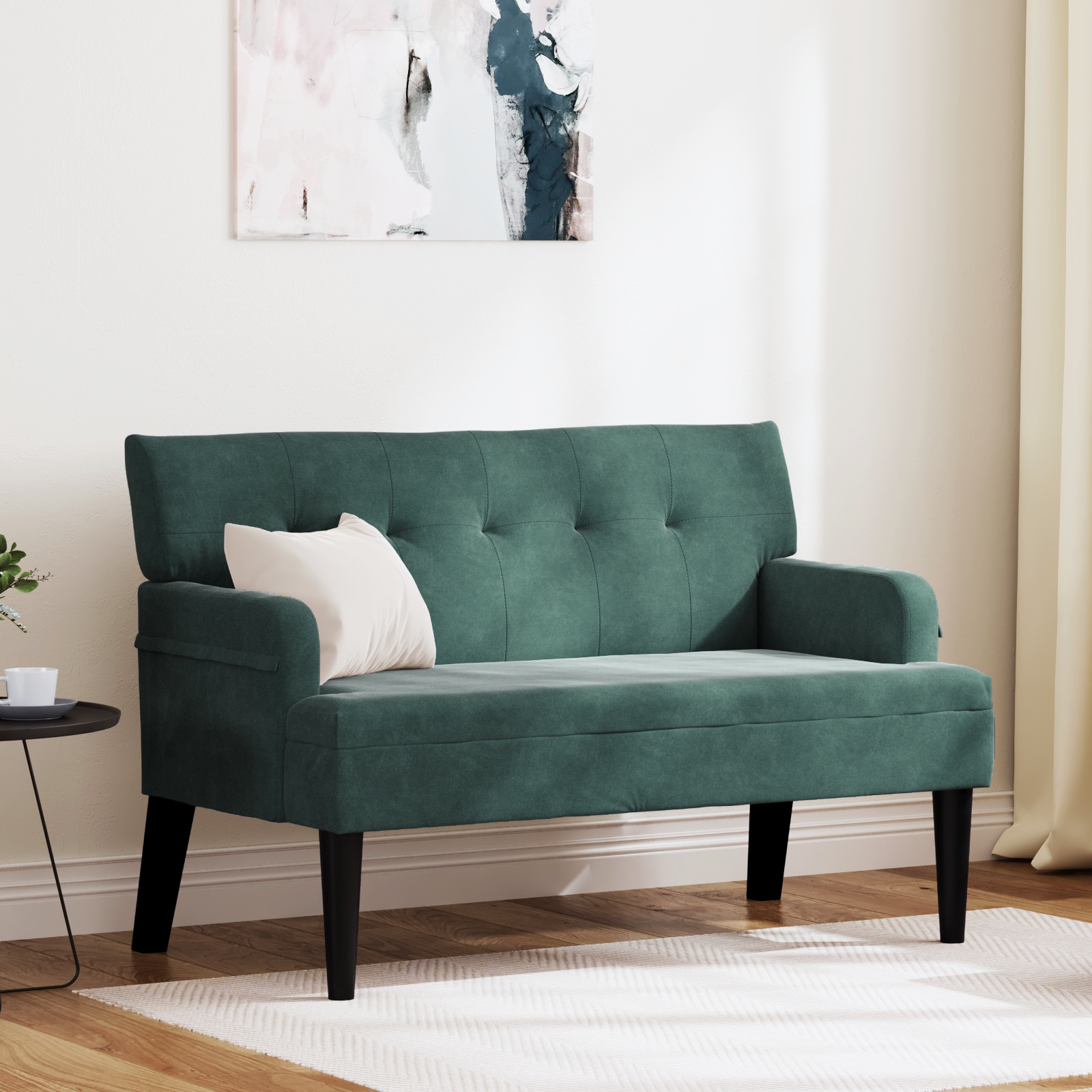 Česterfildo suolas Tamsiai žalia 112 x 65.5 x 75 cm Aksomas