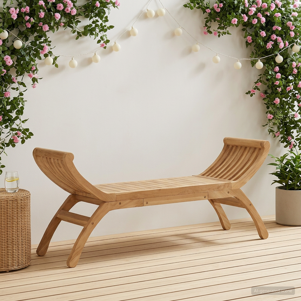 Sodo suolas 2 -Seater 126 cm Kieto teka medžio Natūrali