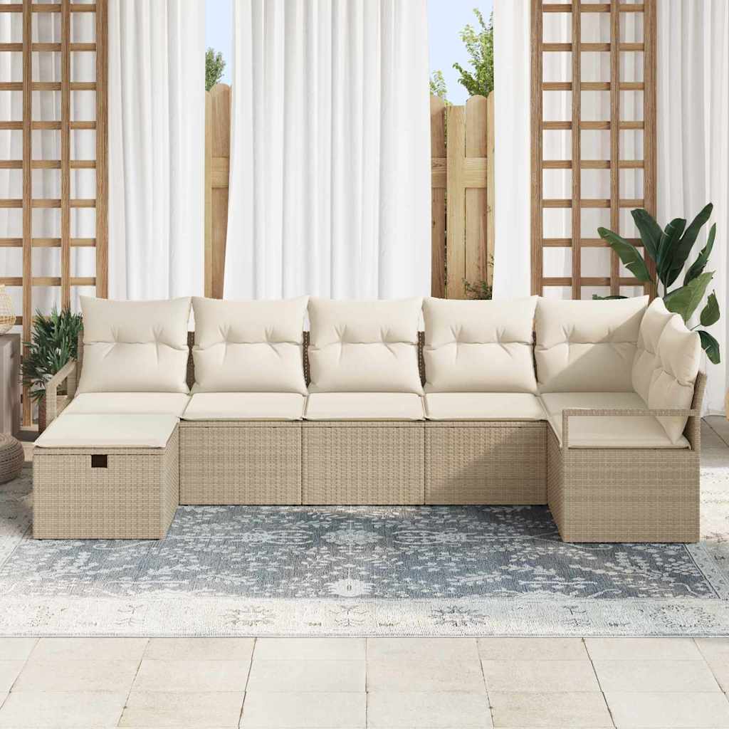 7 dalių sodas sofa rinkinys su pagalvėmis smėlio poli ratanas - Namų Idėja