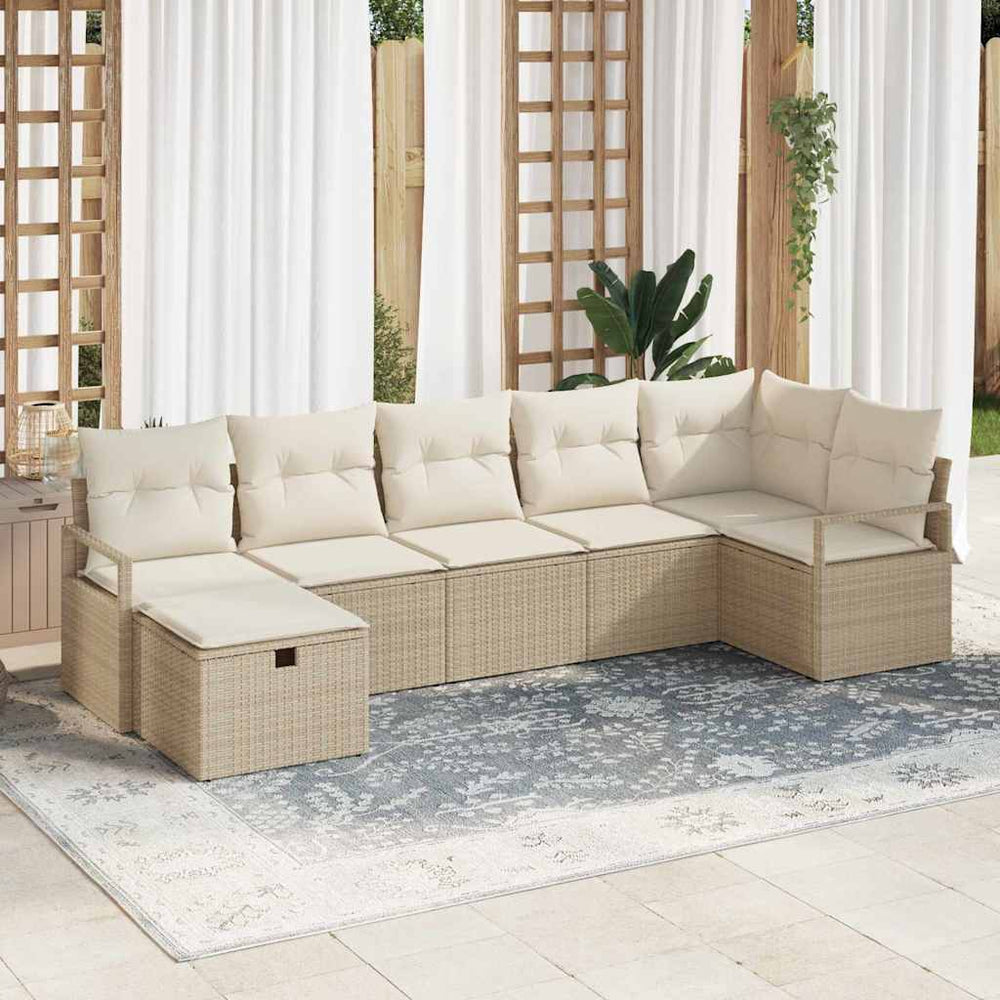 7 dalių sodas sofa rinkinys su pagalvėmis smėlio poli ratanas - Namų Idėja