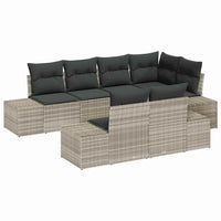 7 dalių sodinė sofa su pagalvėlėmis šviesiai pilkos spalvos polyratanas - Namų Idėja