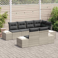 7 dalių sodinė sofa su pagalvėlėmis šviesiai pilkos spalvos polyratanas - Namų Idėja