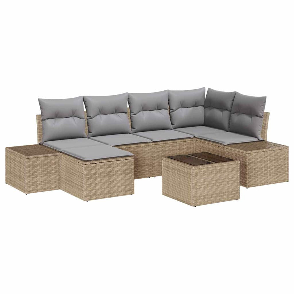 7 dalių sodo sofa komplektas su pagalvėlėmis juodas poliruotas ratanas - Namų Idėja