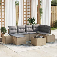 7 dalių sodo sofa komplektas su pagalvėlėmis juodas poliruotas ratanas - Namų Idėja