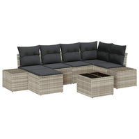 7 dalių sodo sofa komplektas su pagalvėlėmis pilka poli ratanas - Namų Idėja