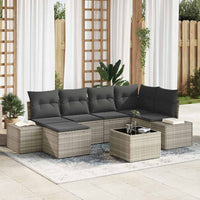 7 dalių sodo sofa komplektas su pagalvėlėmis pilka poli ratanas - Namų Idėja