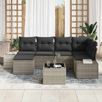 7 dalių sodo sofa komplektas su pagalvėlėmis pilka poli ratanas - Namų Idėja