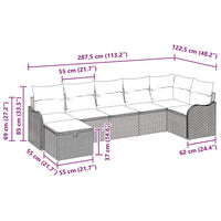 7 dalių sodo sofa komplektas su pagalvėlėmis Smėlio poli ratanas - Namų Idėja