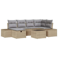 7 dalių sodo sofa komplektas su pagalvėlėmis smėlio poli ratanas - Namų Idėja