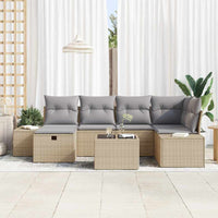 7 dalių sodo sofa komplektas su pagalvėlėmis smėlio poli ratanas - Namų Idėja