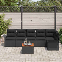 7 dalių sodo sofa komplektas su pagalvėmis Juoda Poli ratanas Akacijos - Namų Idėja