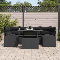7 dalių sodo sofa komplektas su pagalvėmis juodas poli ratanas - Namų Idėja