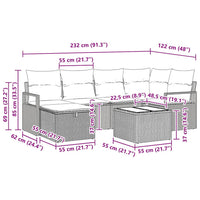 7 dalių sodo sofa komplektas su pagalvėmis kreminė poli ratanas - Namų Idėja