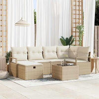 7 dalių sodo sofa komplektas su pagalvėmis kreminė poli ratanas - Namų Idėja