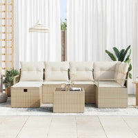 7 dalių sodo sofa komplektas su pagalvėmis kreminė poli ratanas - Namų Idėja