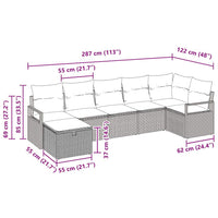 7 dalių sodo sofa komplektas su pagalvėmis Pilka Poli ratanas - Namų Idėja
