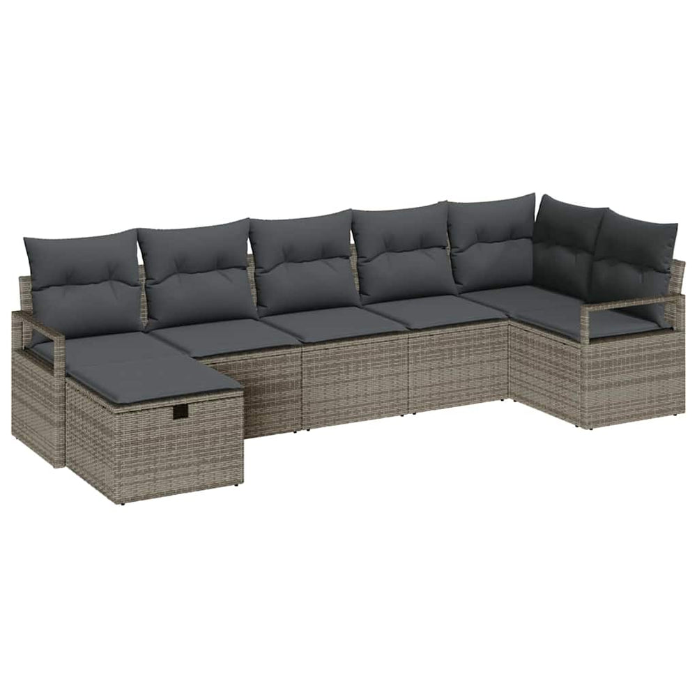 7 dalių sodo sofa komplektas su pagalvėmis Pilka Poli ratanas - Namų Idėja