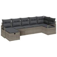 7 dalių sodo sofa komplektas su pagalvėmis Pilka Poli ratanas - Namų Idėja