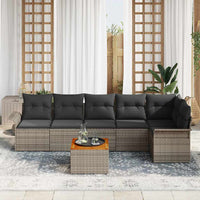 7 dalių sodo sofa komplektas su pagalvėmis pilkame poli ratanas akacija - Namų Idėja