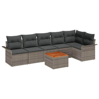 7 dalių sodo sofa komplektas su pagalvėmis pilkame poli ratanas akacija - Namų Idėja