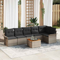 7 dalių sodo sofa komplektas su pagalvėmis pilkame poli ratanas akacija - Namų Idėja