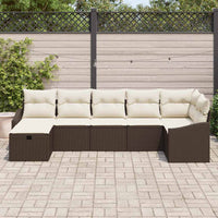 7 dalių Sodo Sofa Komplektas su Pagalvėmis Ruda Poli Ratanas - Namų Idėja