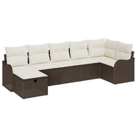 7 dalių sodo sofa komplektas su pagalvėmis ruda poli ratanų - Namų Idėja