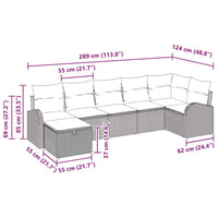 7 dalių sodo sofa komplektas su pagalvėmis Smėlio poli ratanas - Namų Idėja