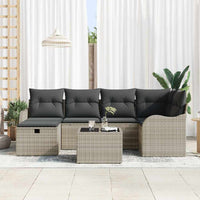 7 dalių sodo sofa komplektas su pagalvėmis šviesiai pilka poli ratanas - Namų Idėja