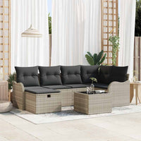 7 dalių sodo sofa komplektas su pagalvėmis šviesiai pilka poli ratanas - Namų Idėja