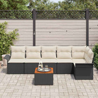 7 dalių sodo sofa rinkinys su pagalvėlėmis Juoda poli ratanas akacijos - Namų Idėja