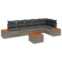 7 dalių sodo sofa rinkinys su pagalvėlėmis pilka poli ratanas akacijos - Namų Idėja