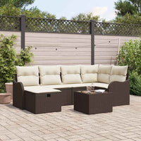7 dalių sodo sofa rinkinys su pagalvėlėmis Ruda Poli ratanas - Namų Idėja